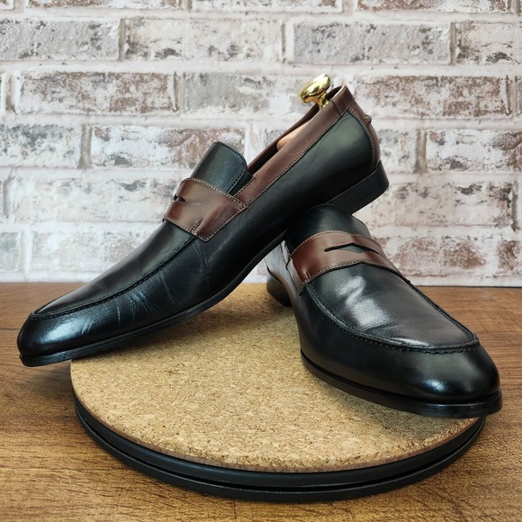 Donald J. Pliner Two Tone Penny Loafers mens Black/ Brown size 13 - Picture 7 of 16